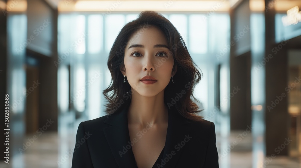 Elegant Woman In Modern Office Building Setting Elegant Woman In Modern Office Building Setting