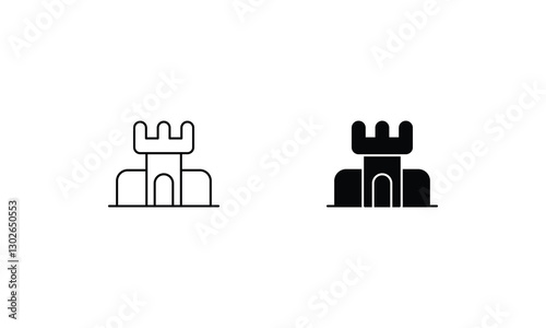 Sandcastle icons set line and glyph vector stock illustration