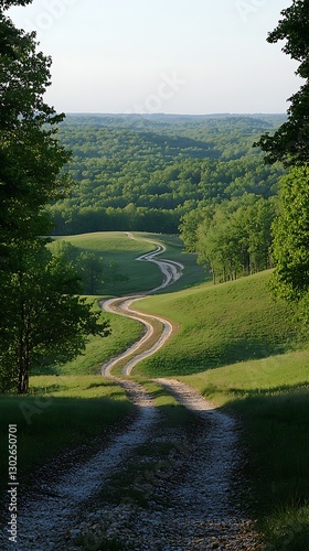 Winding Country Road Through Hills