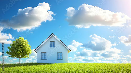 Wallpaper Mural White House on Green Field under Sunny Sky Torontodigital.ca