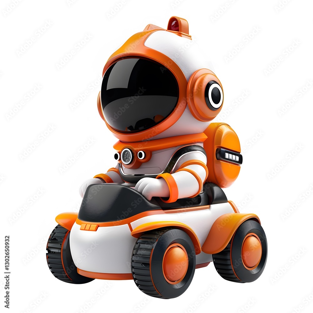 Bright Colorful Robot Character in Fun Cartoon Style Vehicle Bright Colorful Robot Character in Fun Cartoon Style Vehicle