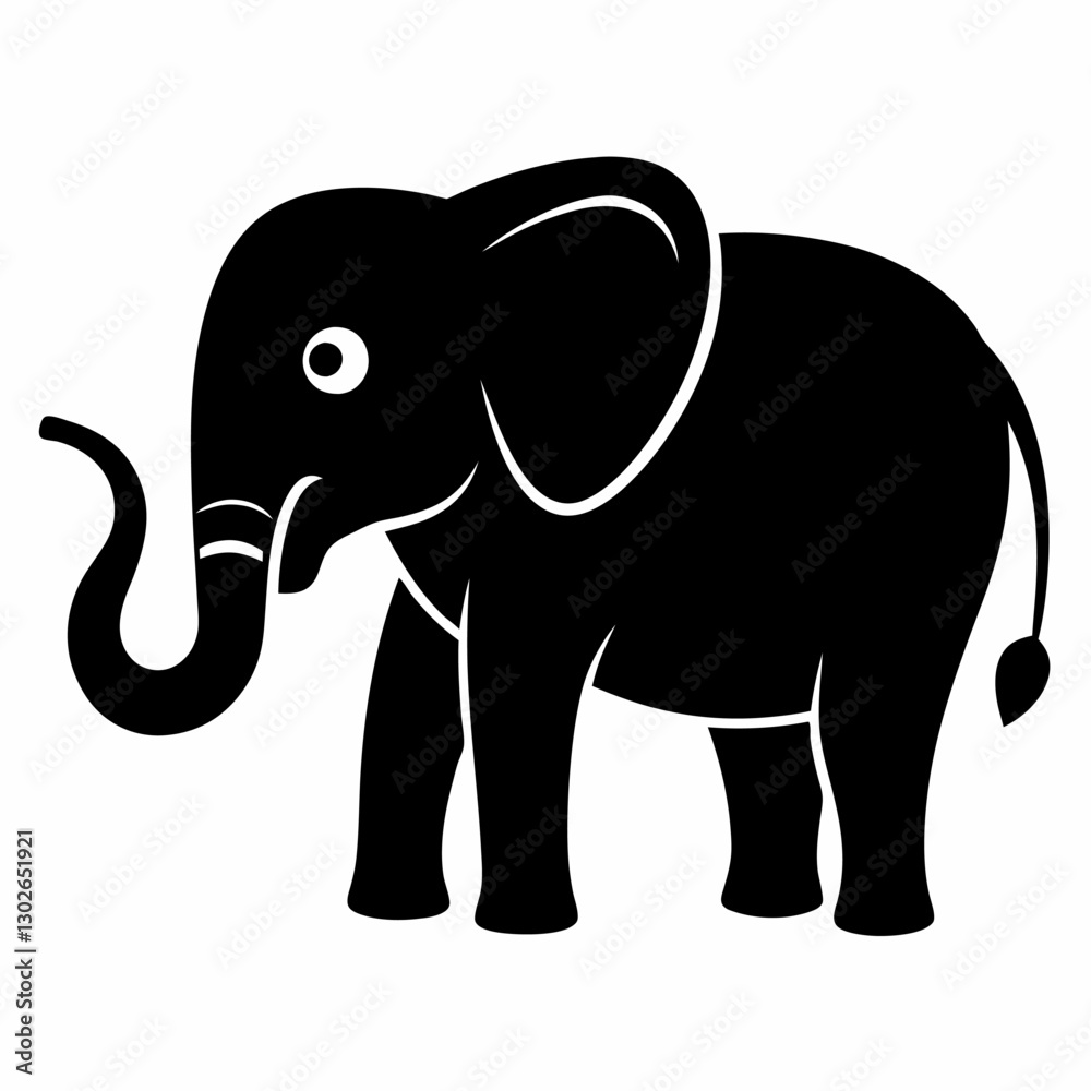Obraz premium Elephant black vector on white background.