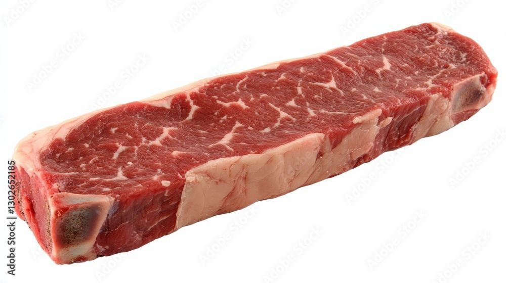 Obraz premium Fresh Raw Ribeye Steak with Marbling on White Background for Culinary Use