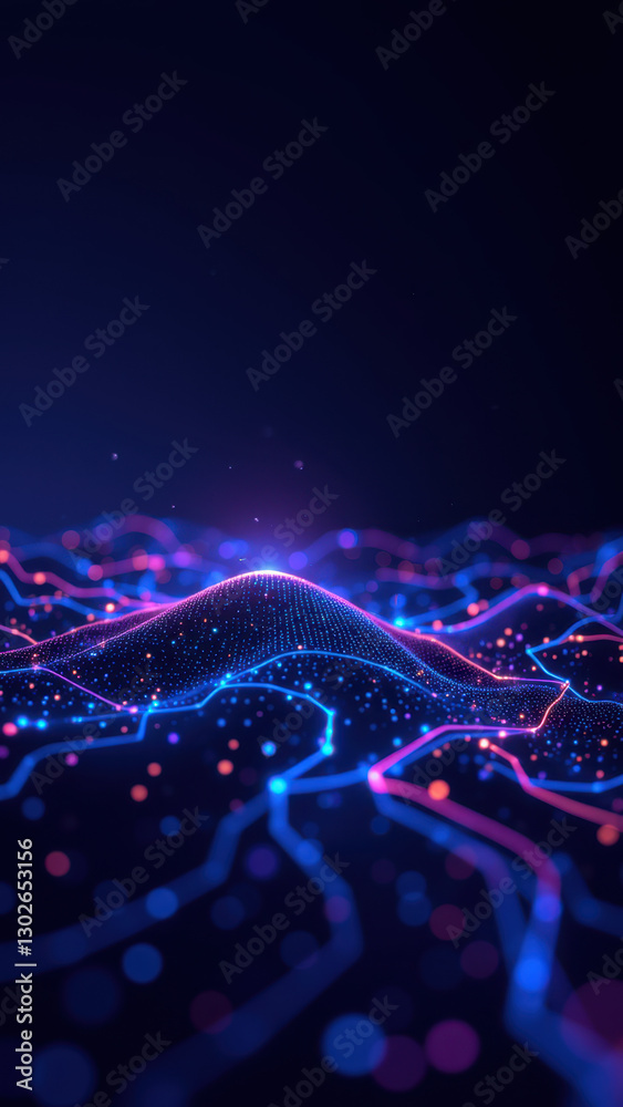 Image depicts a digital abstract representation of cloud infrastructure with colorful lines and dots, symbolizing connectivity, scalability, and data flow within a ci/cd environment.