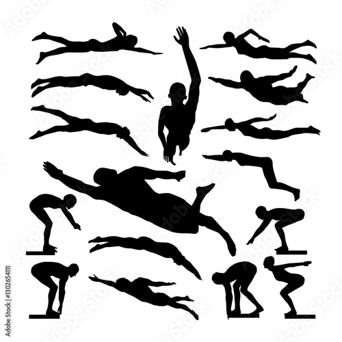 swimming swimmer vector silhouette