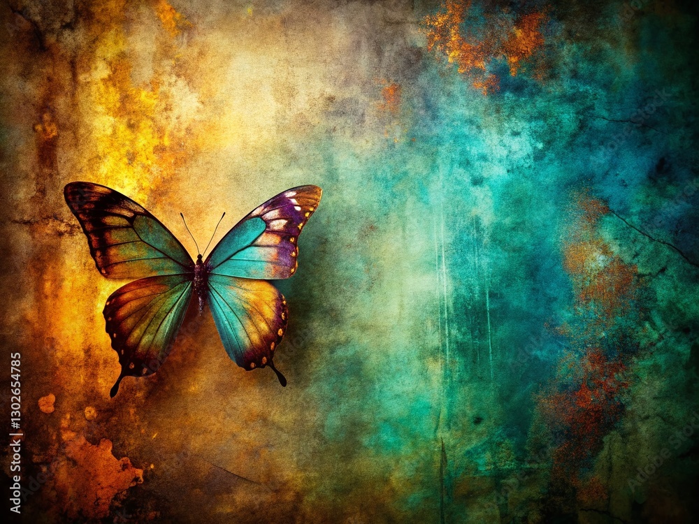 Obraz premium Grunge Butterfly Texture Background: Rustic Wings, Copy Space Right