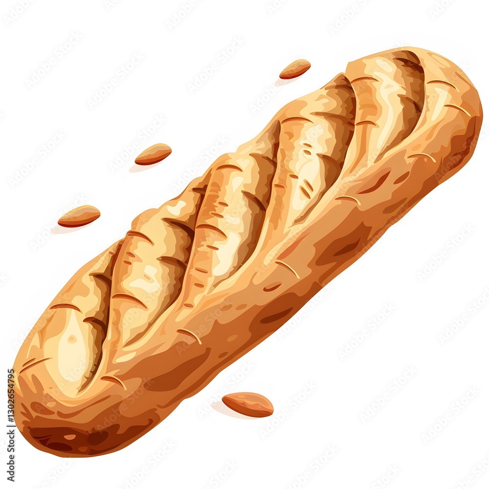 Freshly Baked Bread Loaf With Seeds on a Plain Background Freshly Baked Bread Loaf With Seeds on a Plain Background