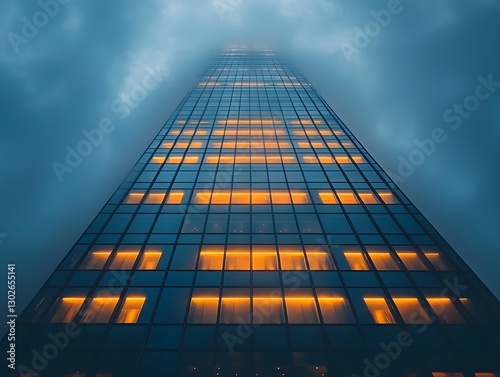 Wallpaper Mural A Serene Skyscraper in the Early Morning Skyline Blending Minimalist Design and Glowing Clouds Torontodigital.ca