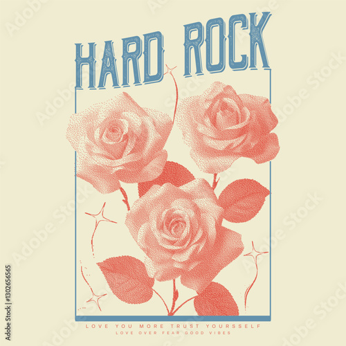 Rose love club. Rose flower. Vintage floral print vector artwork for t shirt. boys and girls vector t shirt design. Rock tour. Rock and roll tour t shirt print design. Rose flower graphic illustration