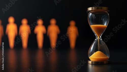 Time Management and Teamwork: An Hourglass Symbolically Depicts the Limited Time for Collaboration Among a Team photo