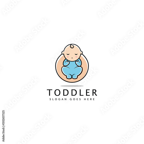 sleeping baby mascot logo, sleeping baby logo comfortably on a pillow, sweet dream illustration