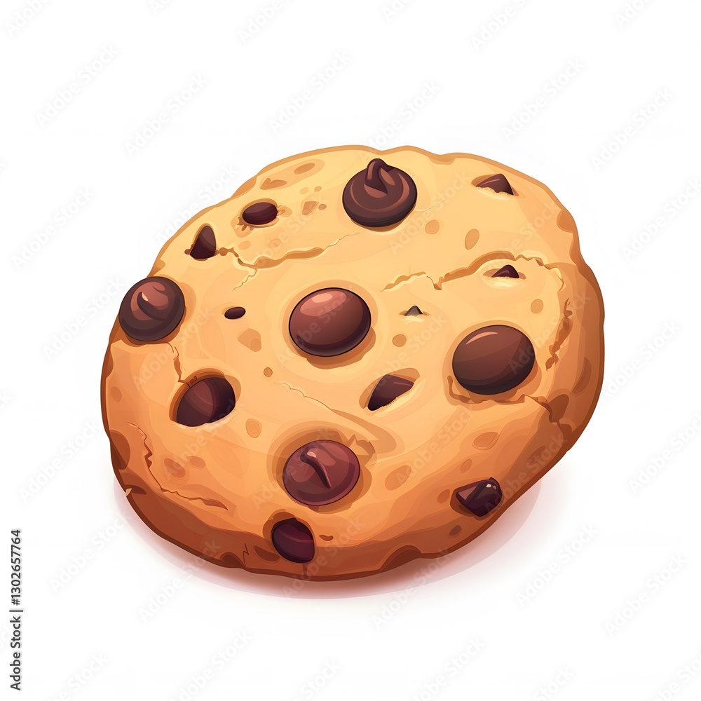 Fototapeta premium Delicious Chocolate Chip Cookie on White Background for Design Use