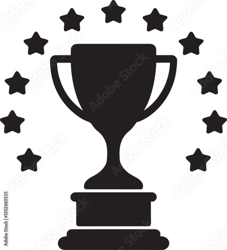 A vector illustration of a trophy cup silhouette icon design on a white background, Gold cup with a trophy editable vector illustation