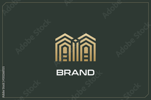 Modern Home Building Logo Modern Structure Gold