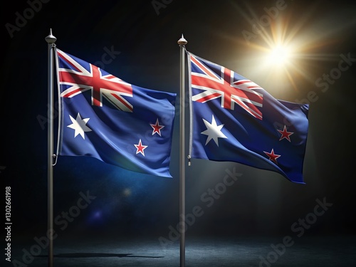 Low Light Aussie & Kiwi Flags: Nighttime Cross-Flags Photography