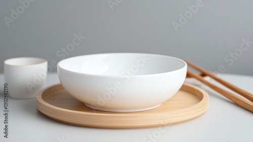 white bowl and chopsticks