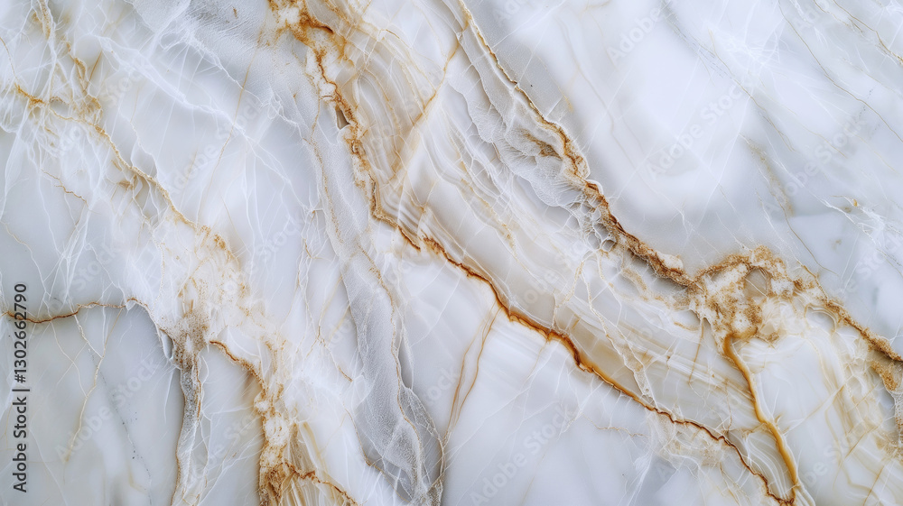 Naklejka premium Close up view of polished white and gold marble surface