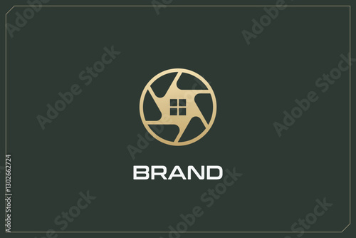Home Building Logo Modern Structure Gold