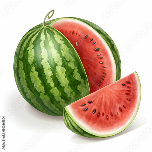 watermelon isolated on white with clipping path