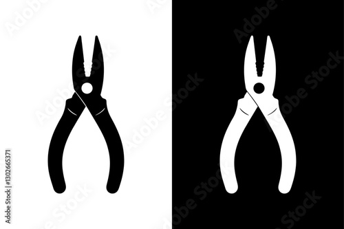 Black & White Pliers Icon Minimalist Silhouette Vector for Mechanics.