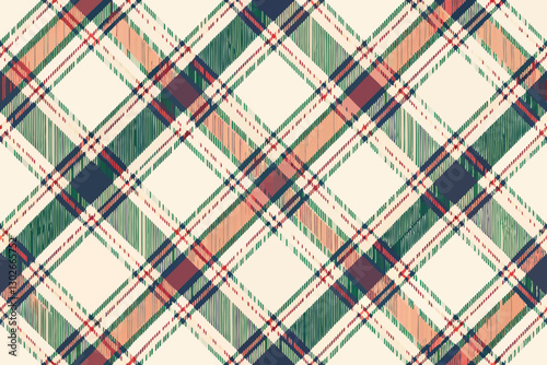 Wallpaper Mural Vintage Plaid Pattern: Seamless Tartan Fabric Texture with Green, Red, and Beige Diagonal Stripes for Textile Design & Backgrounds Torontodigital.ca