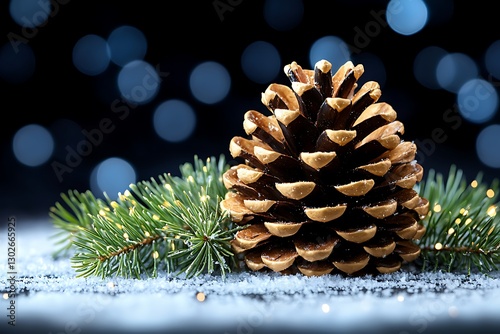 Christmas Pine Cone on Snow