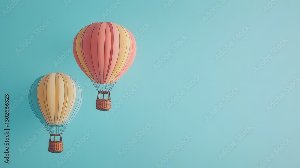 Obraz premium balloon, air, sky, hot, vector, travel, illustration, fly, hot air balloon, balloons, basket, fun, adventure, icon, transportation, color, design, flying, cloud, colorful, cartoon, flight, art, freedo
