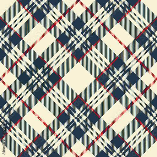 Wallpaper Mural Classic Tartan Plaid Pattern: Seamless Vector Design with Navy Blue, Red, and Beige Colors for Textile and Fashion Backgrounds Torontodigital.ca