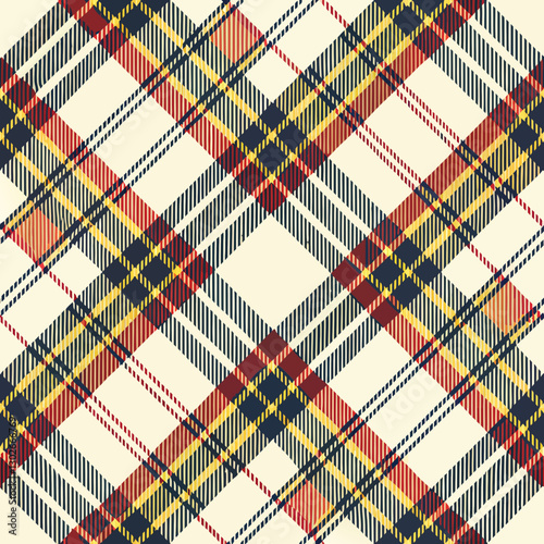 Wallpaper Mural Classic Tartan Plaid Fabric Pattern: Beige, Red, Yellow, & Navy Blue Scottish Checkered Textile Design for Backgrounds & Apparel Torontodigital.ca