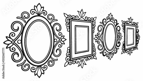 Wallpaper Mural Ornate Vintage Picture Frames Vector Set: Decorative Oval & Rectangle Frame Designs, Antique Style Border Graphics for Art & Photos Torontodigital.ca