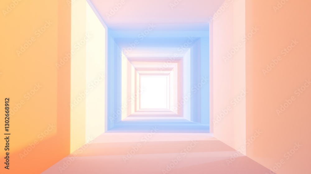 Abstract Geometric Perspective in Soft Pastel Colors and Light Abstract Geometric Perspective in Soft Pastel Colors and Light