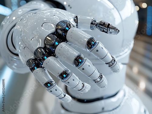 Futuristic robot hand reaching out