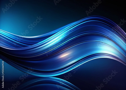 Luxury Abstract Wave Silhouette Background - Elegant Dark Blue Gradient