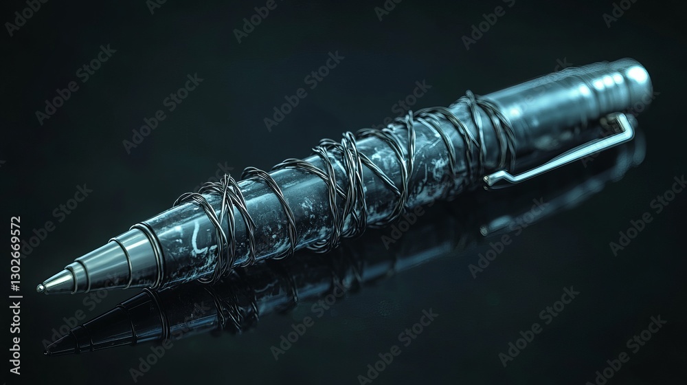 Fototapeta premium Pen with Barbed Wire Symbolizing Restricted Writing