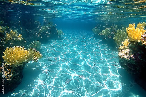 Underwater Coral Reef Sunlight Path