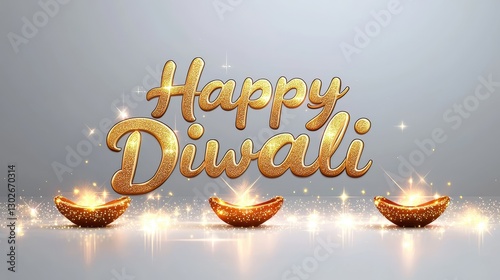 Wallpaper Mural A modern Diwali digital greeting with golden sparkles and "Happy Diwali" in stylish calligraphy. Torontodigital.ca