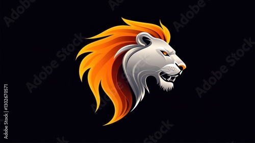 Wallpaper Mural A roaring lion logo with fiery mane, ideal for sports teams or aggressive branding. Torontodigital.ca