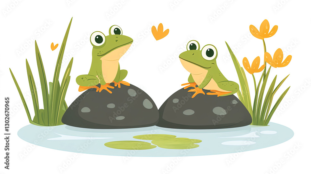 Fototapeta premium Two Frogs in a Pond
