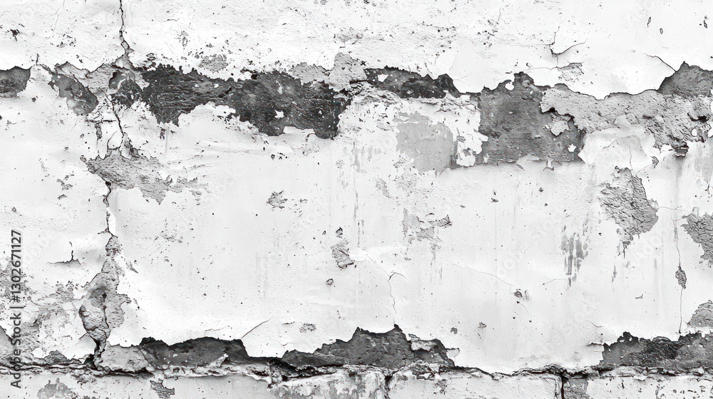 Fototapeta premium Cracked and Peeling White Paint on Old Wall Surface Texture