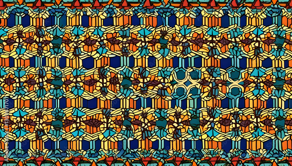 Fototapeta premium Vibrant Floral Mosaic Pattern