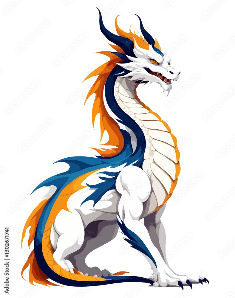 Fototapeta premium Dragon Vector Art with Vibrant Colour Illustration