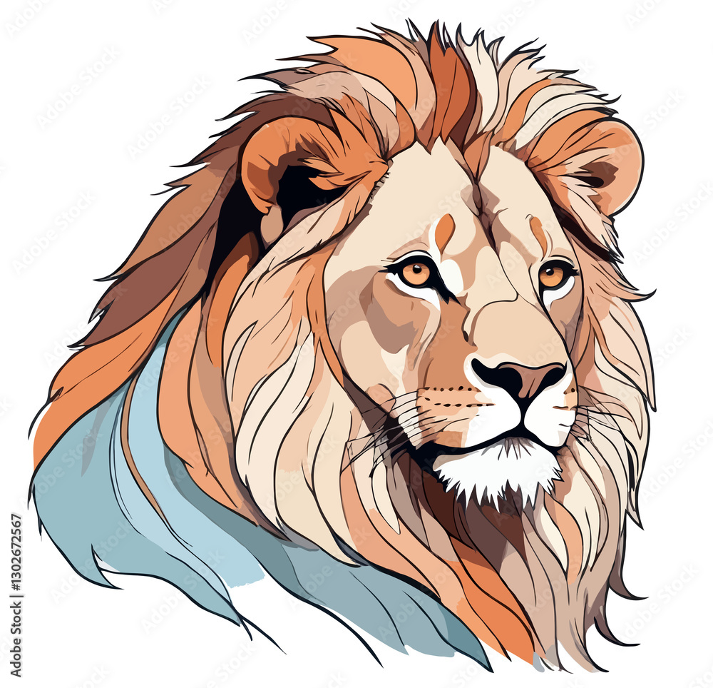 Fototapeta premium Lion Vector Art with Vibrant Colour Illustration