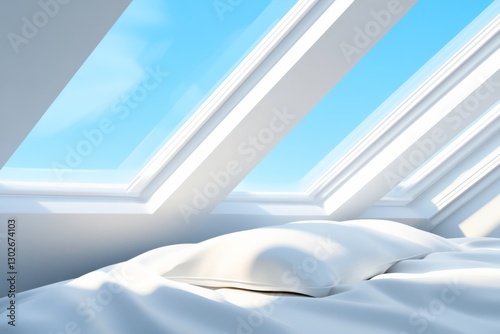 Bright and airy attic bedroom with skylights inviting sunlight and creating a serene atmosphere