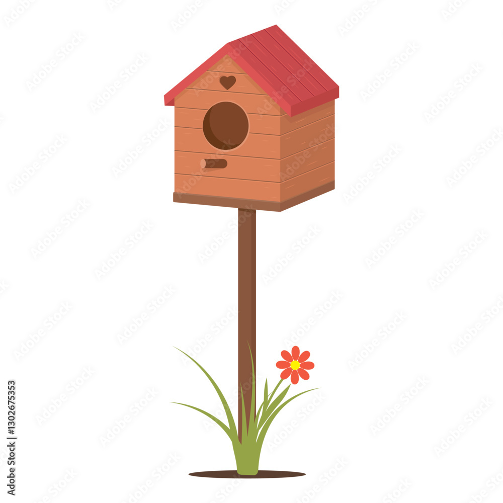 A birdhouse for birds, isolated on a white background. Cartoon vector illustration A birdhouse for birds, isolated on a white background. Cartoon vector illustration
