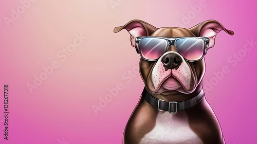 A bulldog with sunglasses looking cool, cartoonish and modern design, perfect for merchandise.