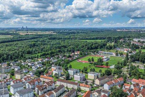 Ausblick auf Dillingen im schwäbischen Donautal an einem sonnigen Sommertag photo