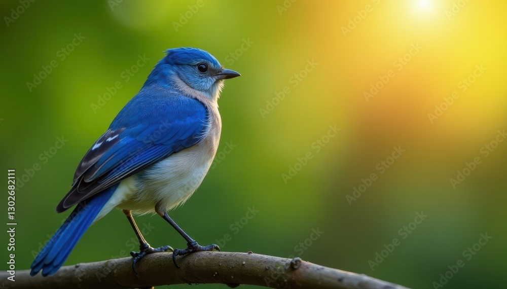 Radiant bluebird, perched on branch, sunlight gleaming on feathers, woodland, male, perching Radiant bluebird, perched on branch, sunlight gleaming on feathers, woodland, male, perching