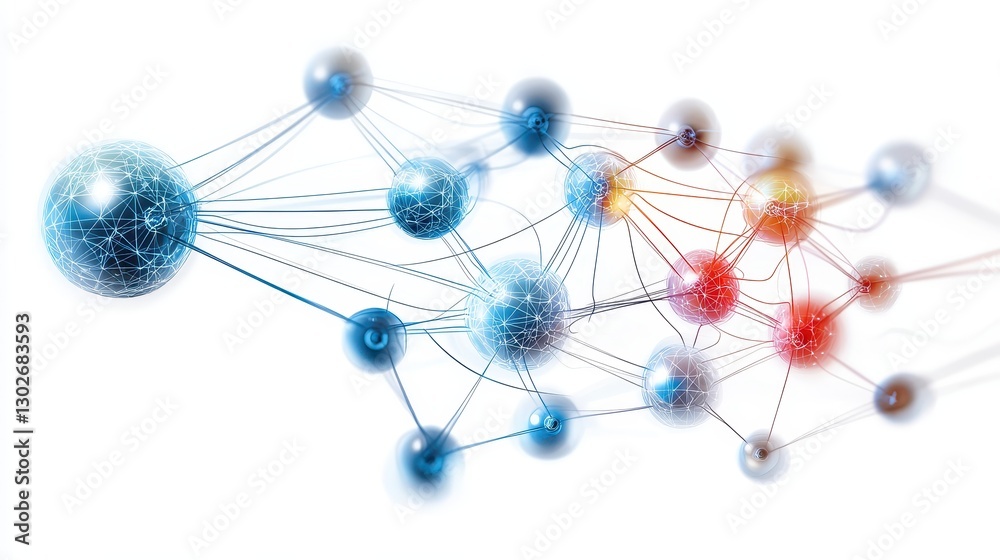 Obraz premium A neural network visualization with intricate patterns of interconnected nodes and lines representing artificial intelligences deep learning capabilities