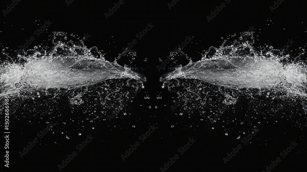 custom made wallpaper toronto digitalHigh-Definition Photography of Water Droplets Creating a Symmetrical Arc Splash with Sharp Focus and Minimalist Aesthetic on a Black Background
