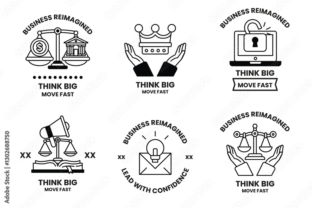Naklejka premium Set of illustrations in the concept of business and digital in line art style